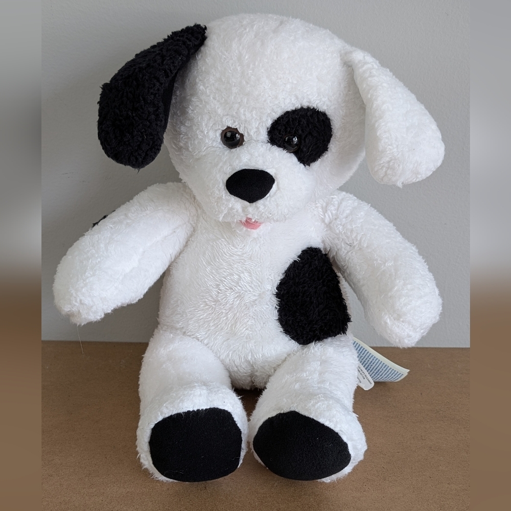 Build A Bear Black & White Plush Dog, 2017 B.A.B Workshop Toy